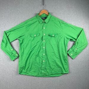 Polo Ralph Lauren Button Up Shirt Men's XXL 2XL Green (Color as 2nd Photo) Solid